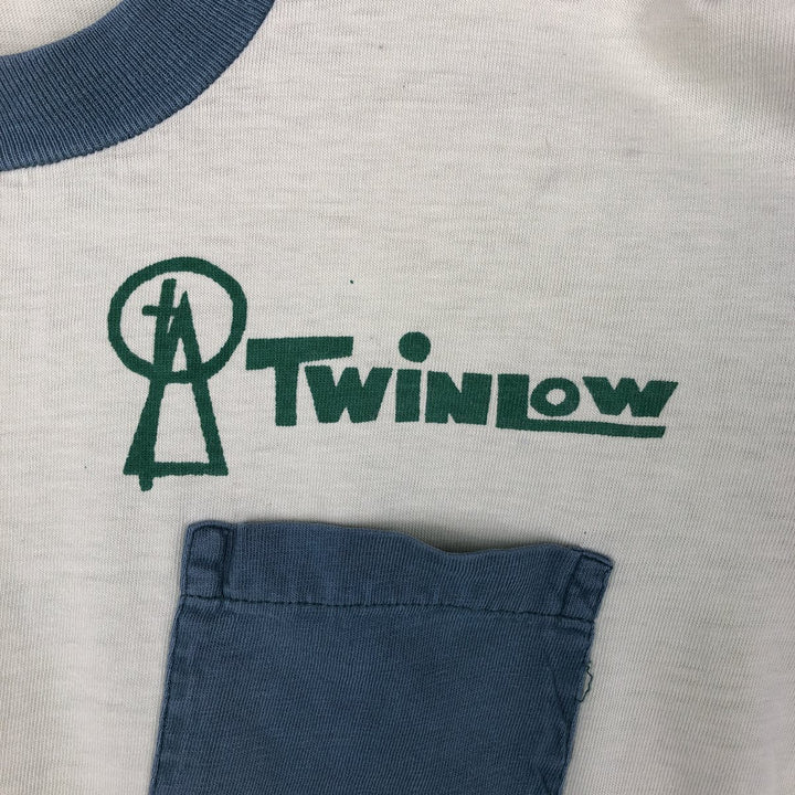 70'S Town Craft Two-Tone Print T-Shirt, Women's Size M (approx.), Vintage cotton green type yellow green Vintage Second Hand