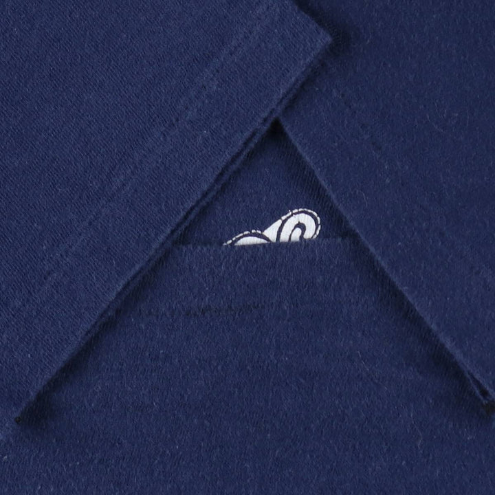 Vintage 70'S Hanes Triangle Tag Printed T-Shirt Made in USA Women's S Size cotton navy blue type Vintage Second Hand
