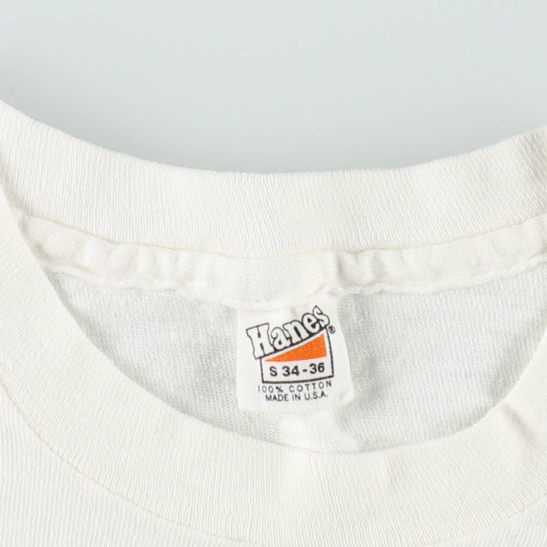 Vintage 70'S Hanes Triangle Tag Printed T-Shirt Made in USA Women's S Size cotton white type Vintage Second Hand