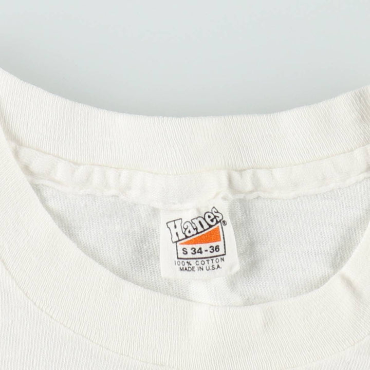 Vintage 70'S Hanes Triangle Tag Printed T-Shirt Made in USA Women's S Size cotton white type Vintage Second Hand