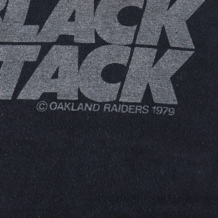 1970'S Hanes Oakland Raiders sports print T-shirt, made in USA, women's size L equivalent, vintage. cotton black type Vintage Second Hand