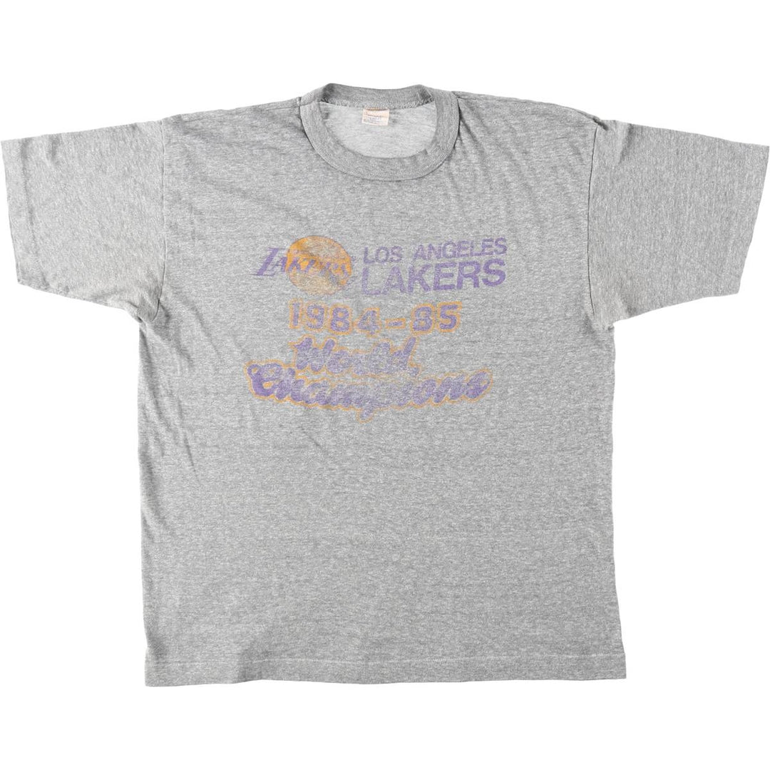 80'S TRENCH NBA Los Angeles Lakers Sports Print T-Shirt, Made in USA, Women's Size L (approx.), Vintage polyester gray type Vintage Second Hand
