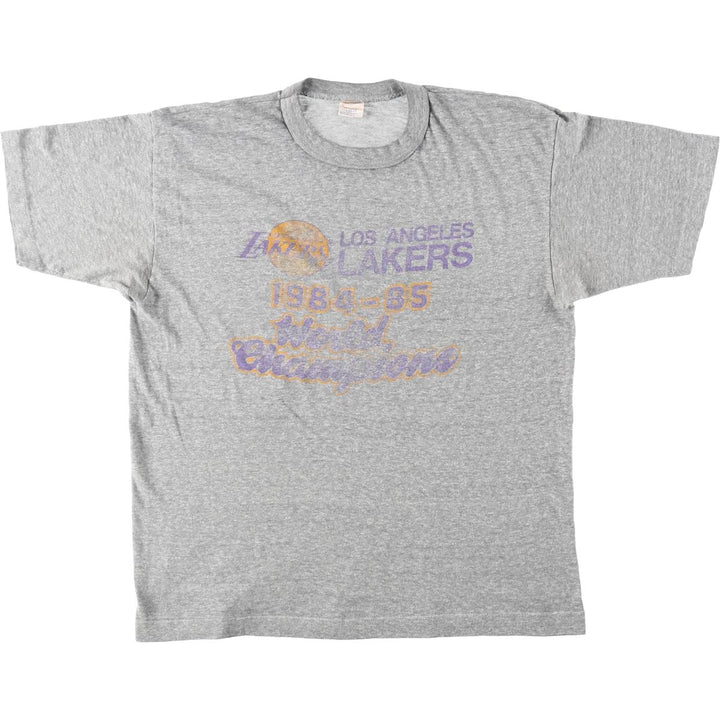 80'S TRENCH NBA Los Angeles Lakers Sports Print T-Shirt, Made in USA, Women's Size L (approx.), Vintage polyester gray type Vintage Second Hand