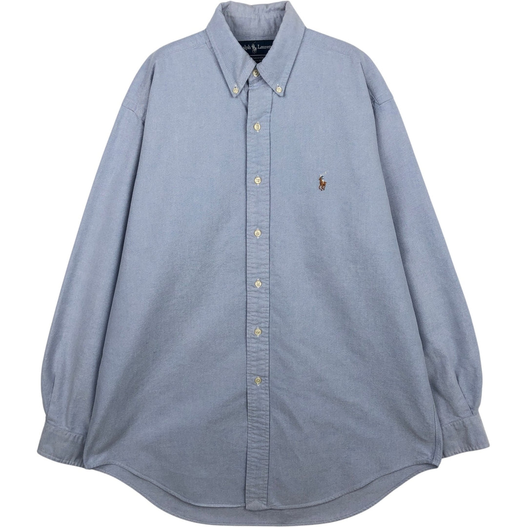 Ralph Lauren YARMOUTH long sleeve button down shirt, men's size L cotton Blue type light blue Vintage Second Hand