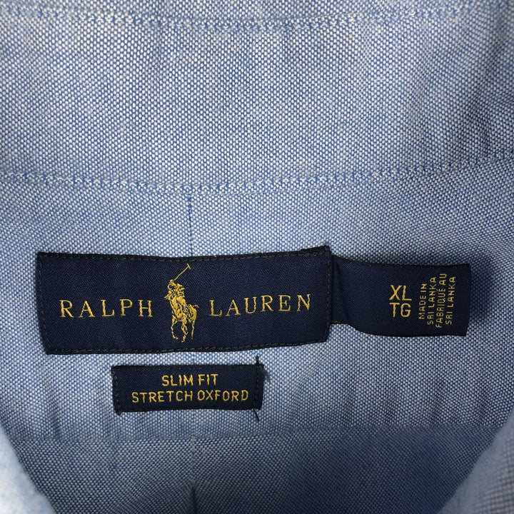 Ralph Lauren Slim Fit Stretch Oxford Long-Sleeve Button-Down Shirt, Men's Size XL (approx.) cotton blue type Vintage Second Hand