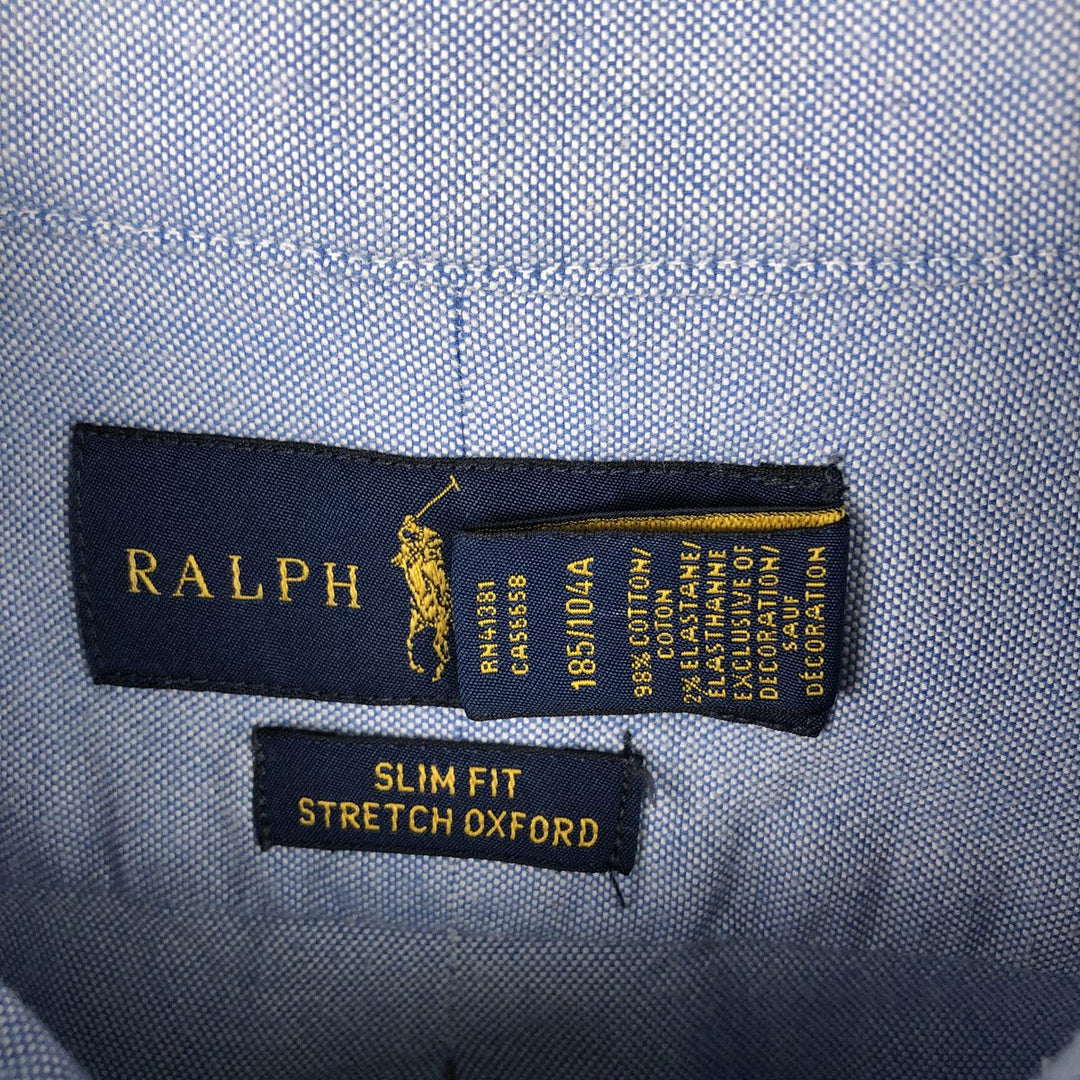 Ralph Lauren Slim Fit Stretch Oxford Long-Sleeve Button-Down Shirt, Men's Size XL (approx.) cotton blue type Vintage Second Hand