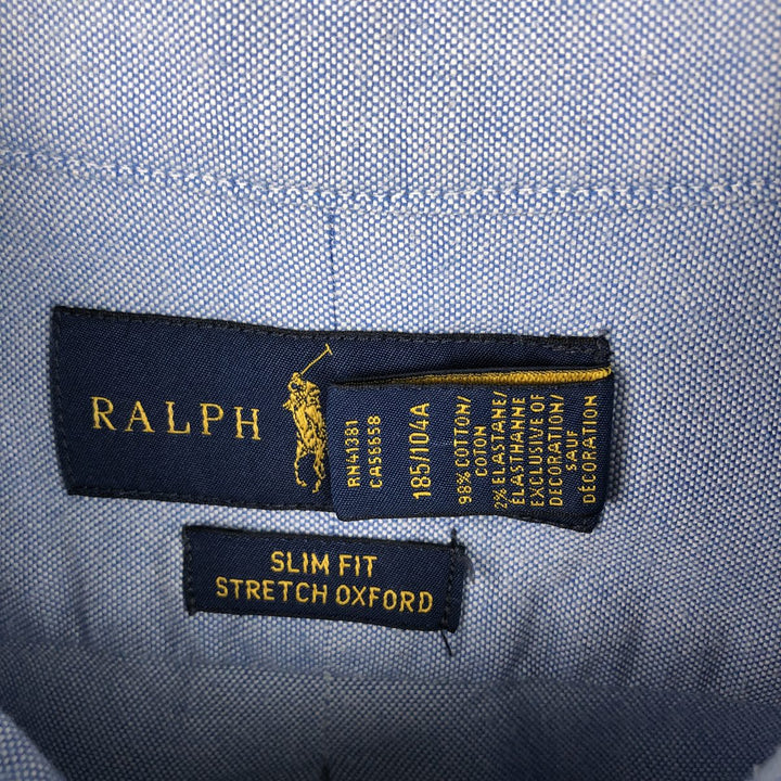 Ralph Lauren Slim Fit Stretch Oxford Long-Sleeve Button-Down Shirt, Men's Size XL (approx.) cotton blue type Vintage Second Hand
