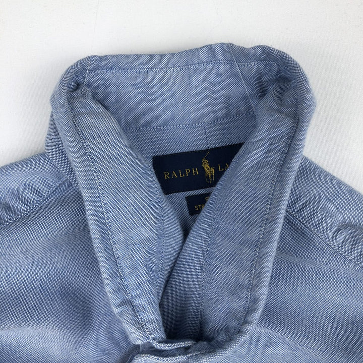 Ralph Lauren Slim Fit Stretch Oxford Long-Sleeve Button-Down Shirt, Men's Size XL (approx.) cotton blue type Vintage Second Hand
