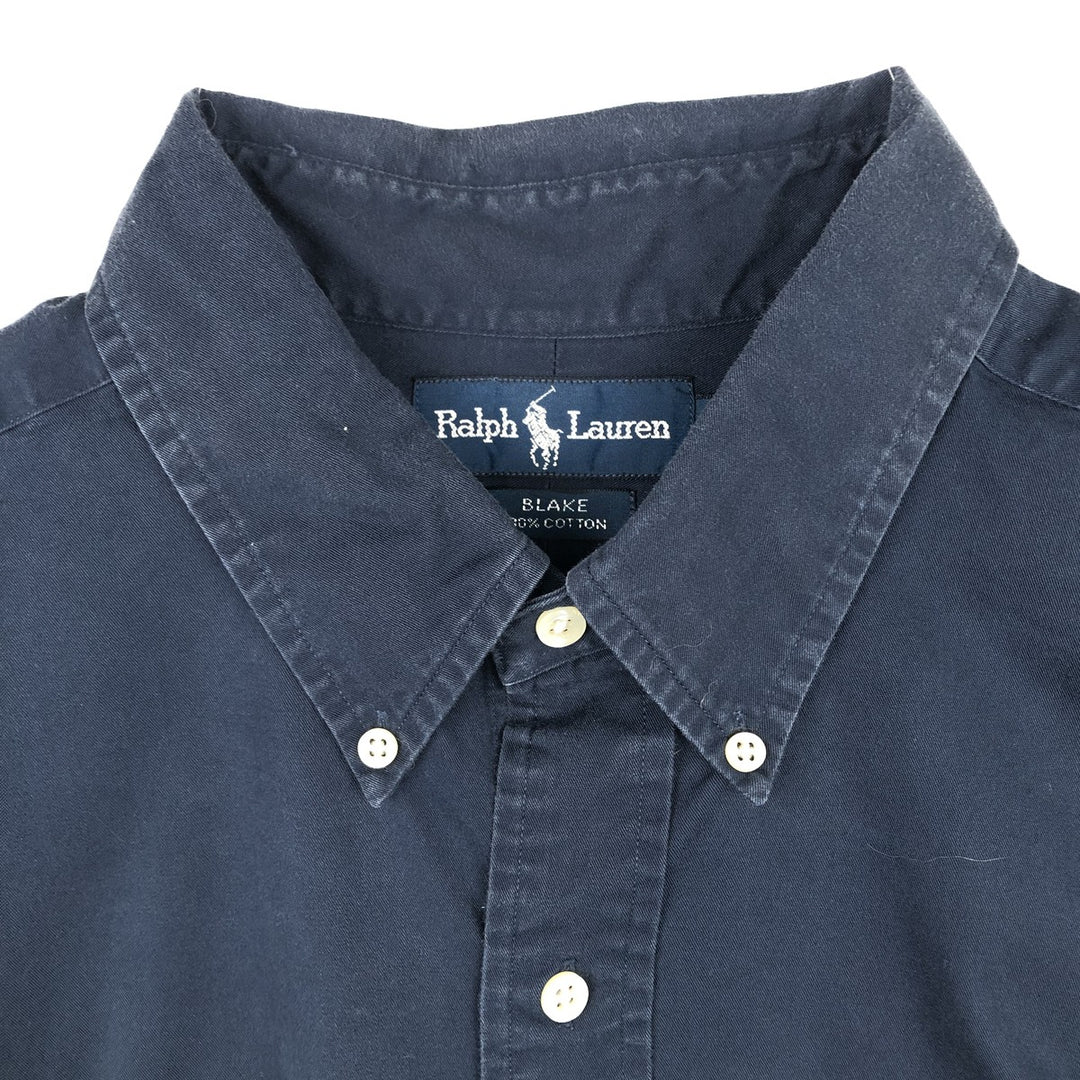 Ralph Lauren BLAKE long sleeve button down shirt, men's XL size cotton navy blue type Vintage Second Hand