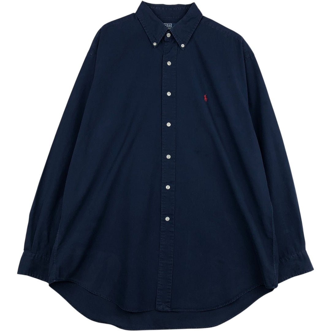 Ralph Lauren BLAKE long sleeve button down shirt, men's size L cotton navy blue type Vintage Second Hand