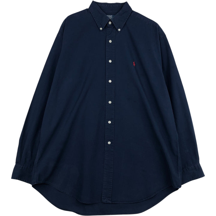 Ralph Lauren BLAKE long sleeve button down shirt, men's size L cotton navy blue type Vintage Second Hand