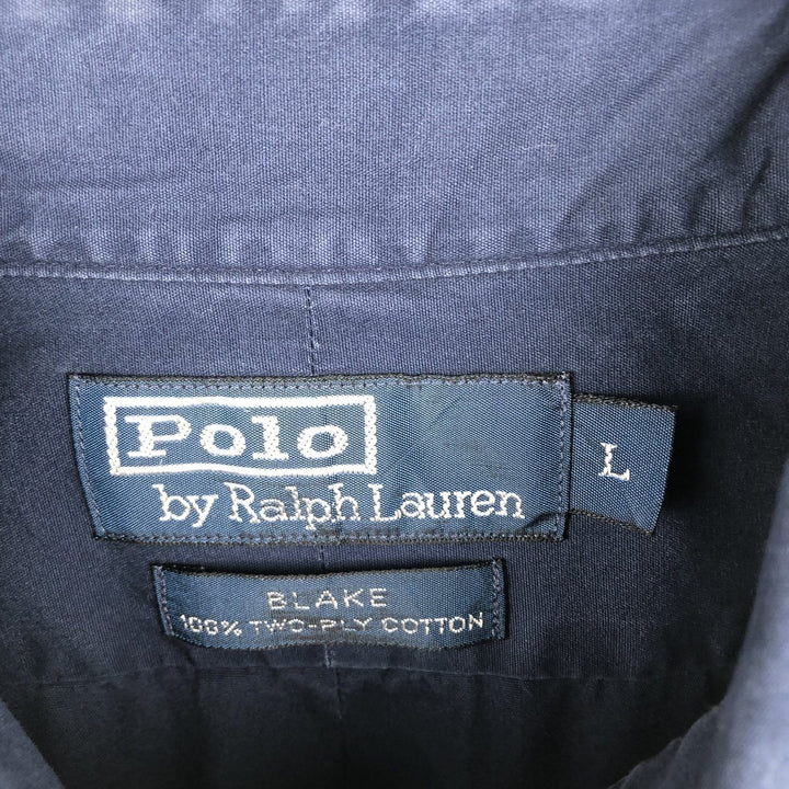 Ralph Lauren BLAKE long sleeve button down shirt, men's size L cotton navy blue type Vintage Second Hand