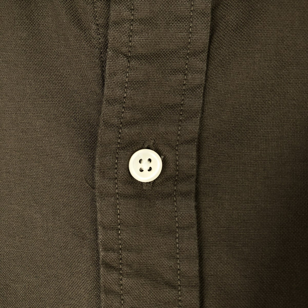 Ralph Lauren Slim Fit Long-Sleeve Button-Down Shirt, Men's Size XXL (approx.) cotton Khaki type brown Vintage Second Hand