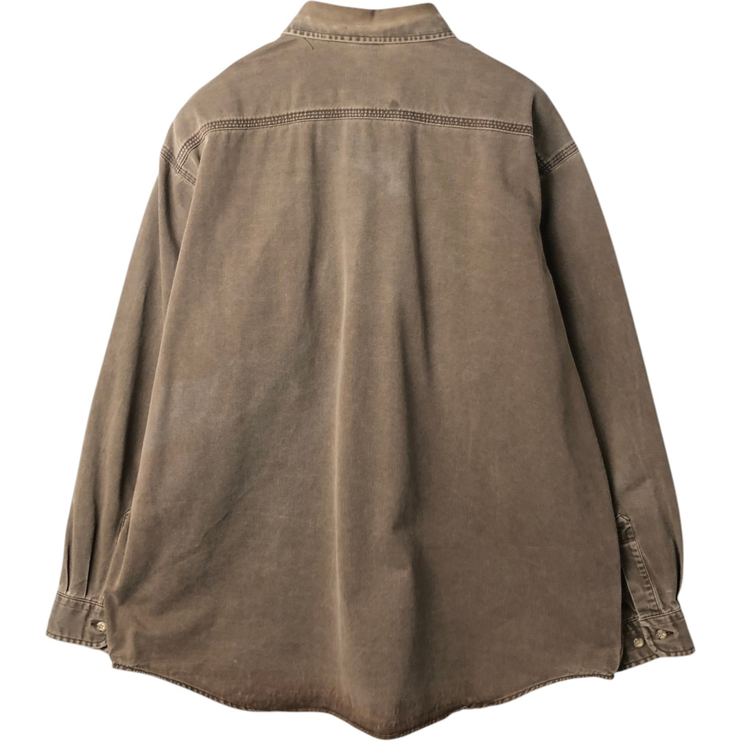 2000'S Carhartt Long-Sleeve Button-Down Work Shirt, Men's Size XL (approx.) cotton brown type Vintage Second Hand