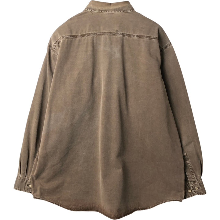 2000'S Carhartt Long-Sleeve Button-Down Work Shirt, Men's Size XL (approx.) cotton brown type Vintage Second Hand