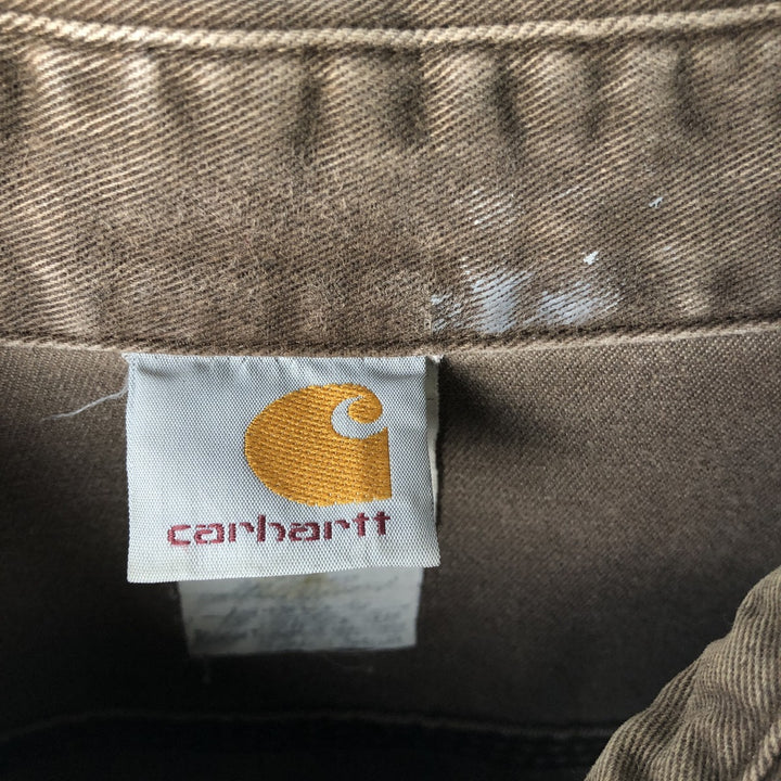 2000'S Carhartt Long-Sleeve Button-Down Work Shirt, Men's Size XL (approx.) cotton brown type Vintage Second Hand