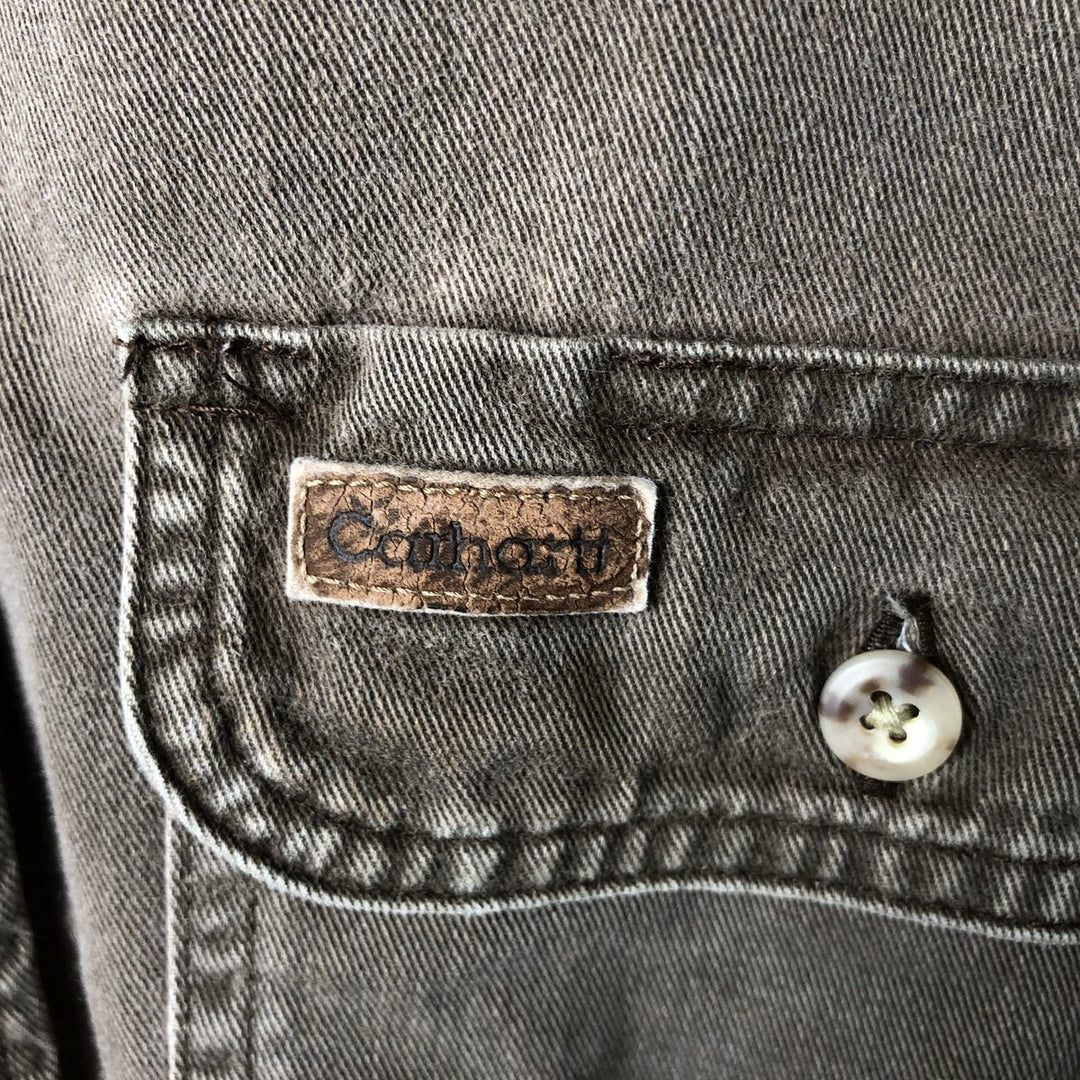 2000'S Carhartt Long-Sleeve Button-Down Work Shirt, Men's Size XL (approx.) cotton brown type Vintage Second Hand