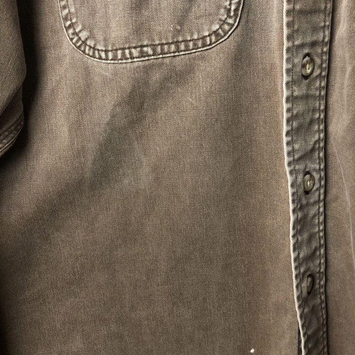 2000'S Carhartt Long-Sleeve Button-Down Work Shirt, Men's Size XL (approx.) cotton brown type Vintage Second Hand