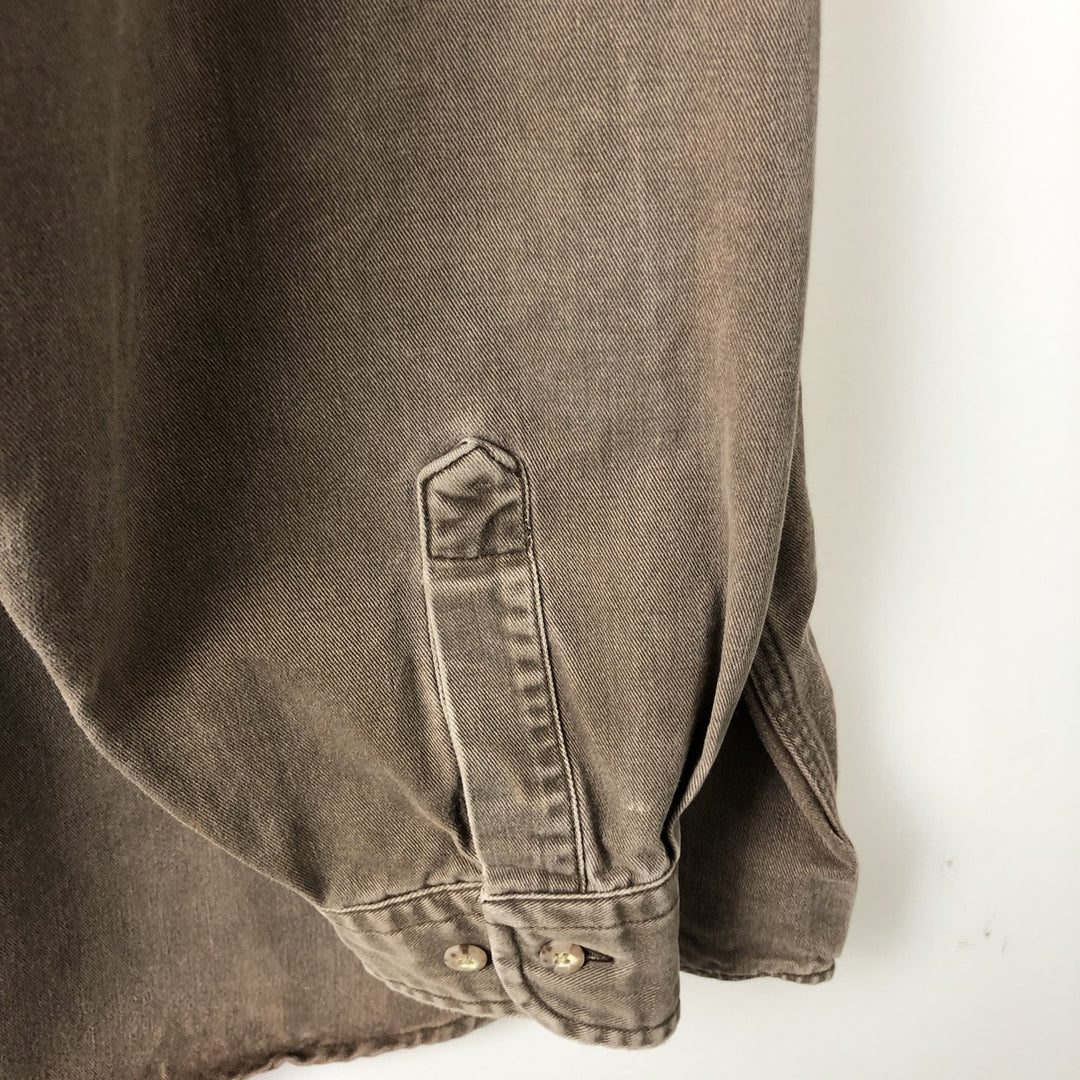 2000'S Carhartt Long-Sleeve Button-Down Work Shirt, Men's Size XL (approx.) cotton brown type Vintage Second Hand