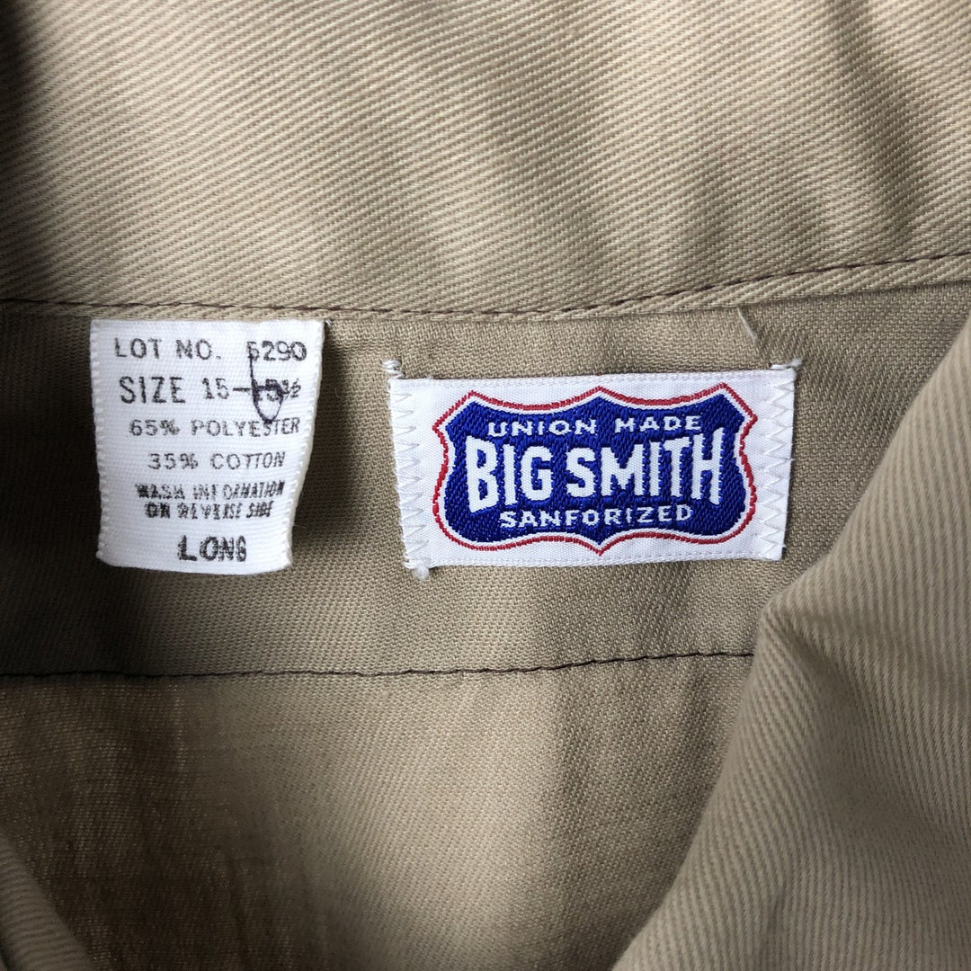 1970'S Big Smith Long-Sleeve Work Shirt, Men's Size M (approx.), Vintage polyester Beige type Vintage Second Hand