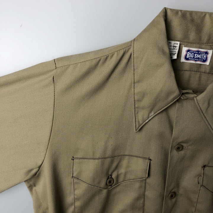 1970'S Big Smith Long-Sleeve Work Shirt, Men's Size M (approx.), Vintage polyester Beige type Vintage Second Hand