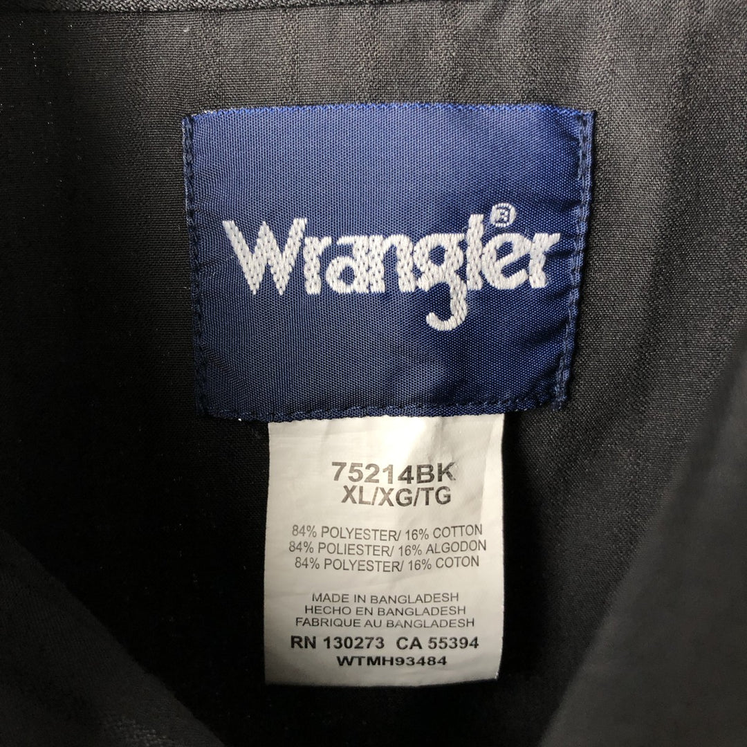 Wrangler Stripe Pattern Long-Sleeve Western Shirt, Men's Size XL (approx.) polyester black type Vintage Second Hand