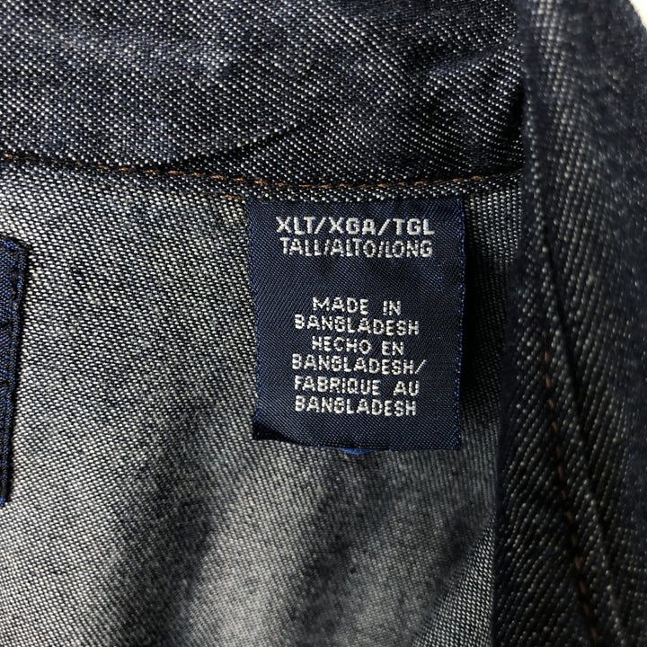 Dark navy Wrangler long-sleeved denim western shirt, men's size XL. cotton navy blue type Vintage Second Hand