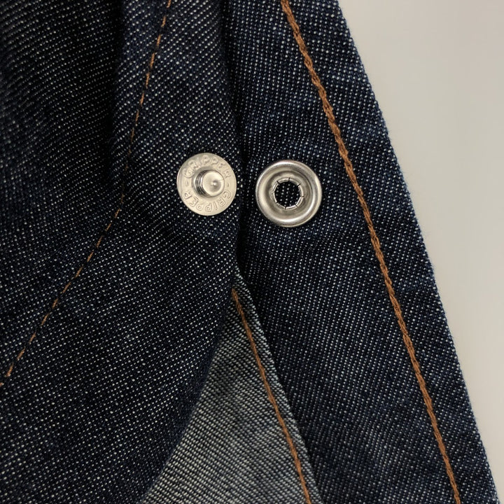 Dark navy Wrangler long-sleeved denim western shirt, men's size XL. cotton navy blue type Vintage Second Hand