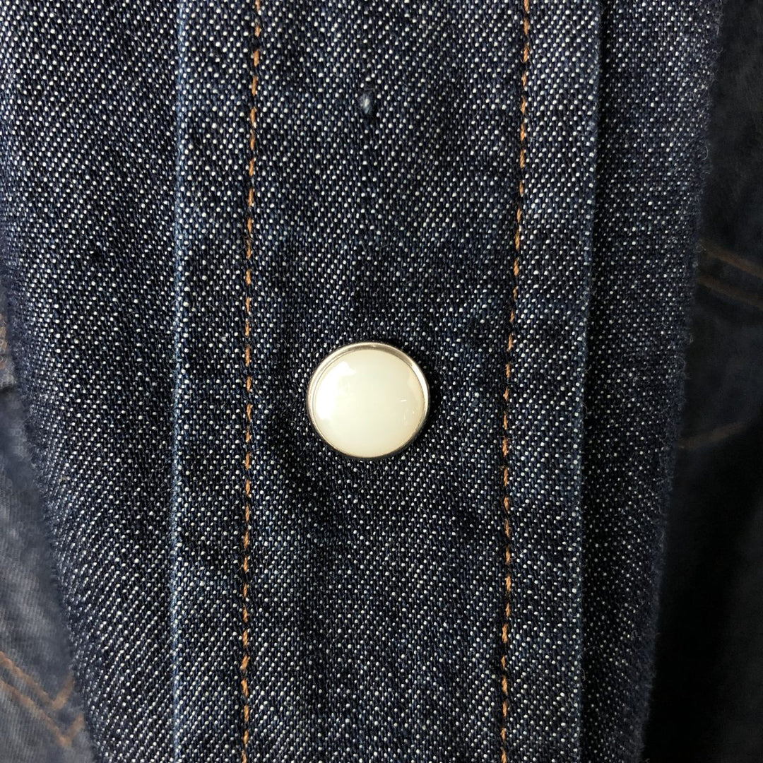 Dark navy Wrangler long-sleeved denim western shirt, men's size XL. cotton navy blue type Vintage Second Hand