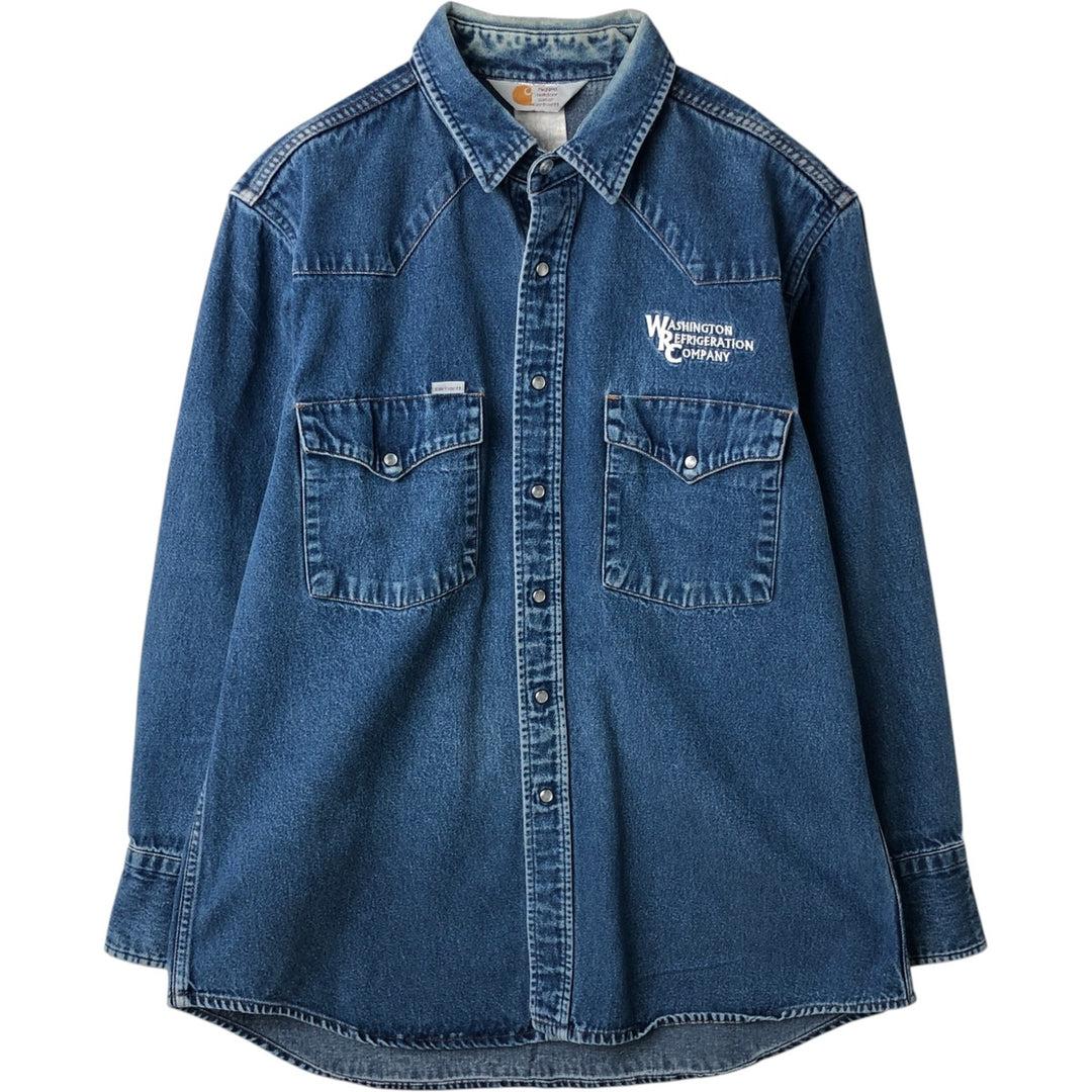 Carhartt Long Sleeve Denim Western Shirt, Men's XL unclear blue type Vintage Second Hand