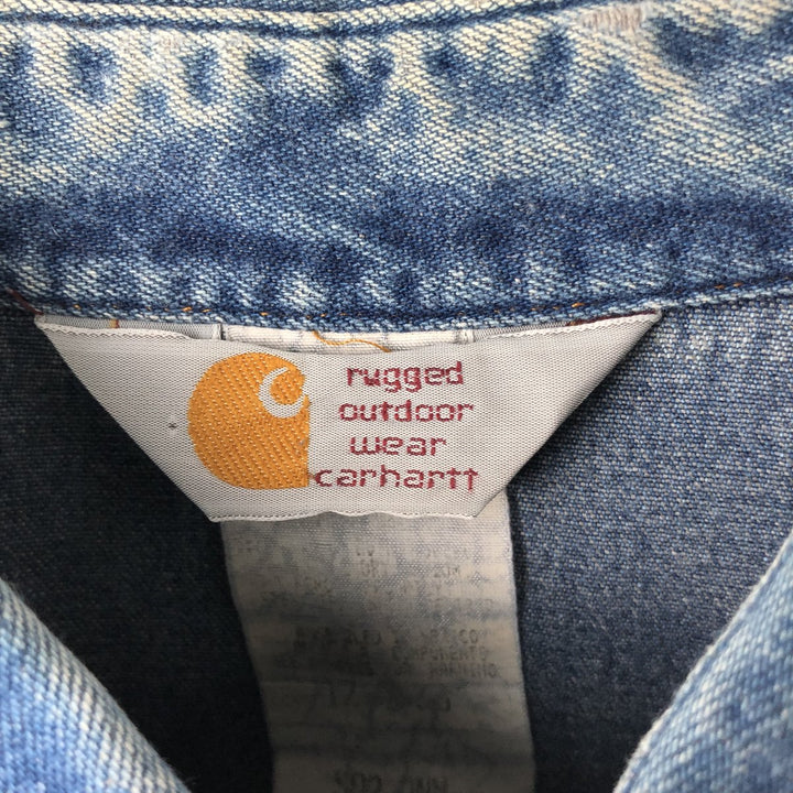 Carhartt Long Sleeve Denim Western Shirt, Men's XL unclear blue type Vintage Second Hand