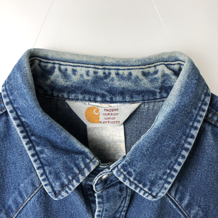 Carhartt Long Sleeve Denim Western Shirt, Men's XL unclear blue type Vintage Second Hand