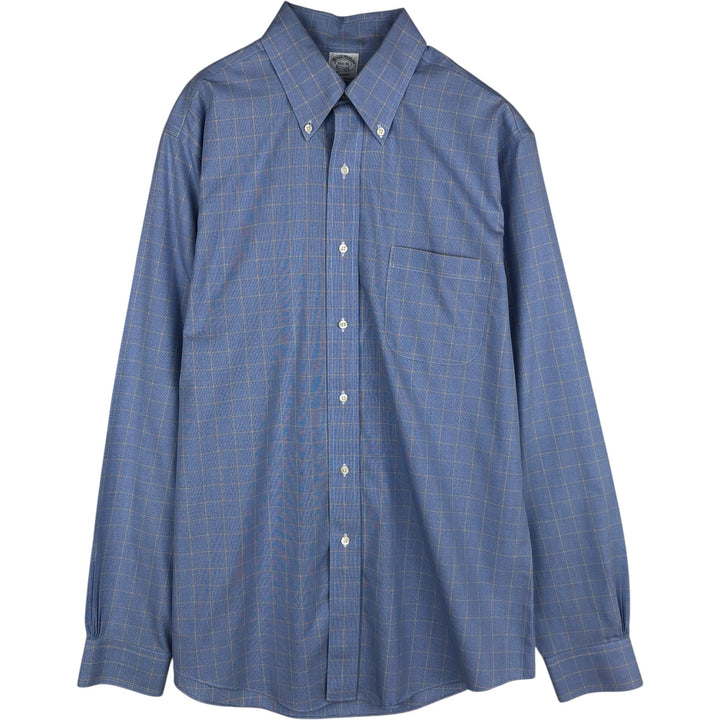 Brooks Brothers Est.1818 Classic Long-Sleeve Button-Down Check Shirt, Men's Size M (approx.) Supima Cotton Blue type light blue Vintage Second Hand