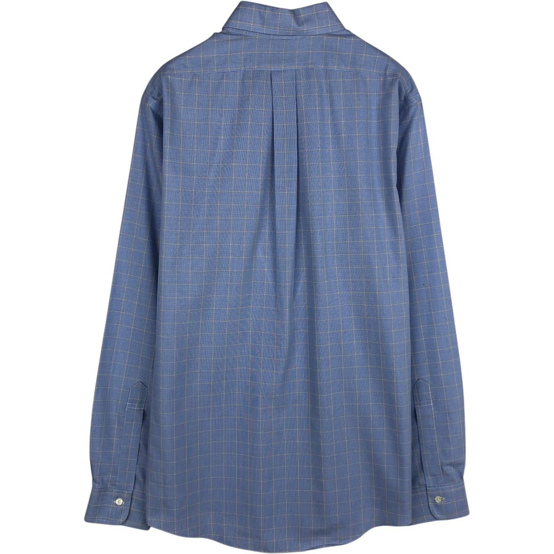 Brooks Brothers Est.1818 Classic Long-Sleeve Button-Down Check Shirt, Men's Size M (approx.) Supima Cotton Blue type light blue Vintage Second Hand