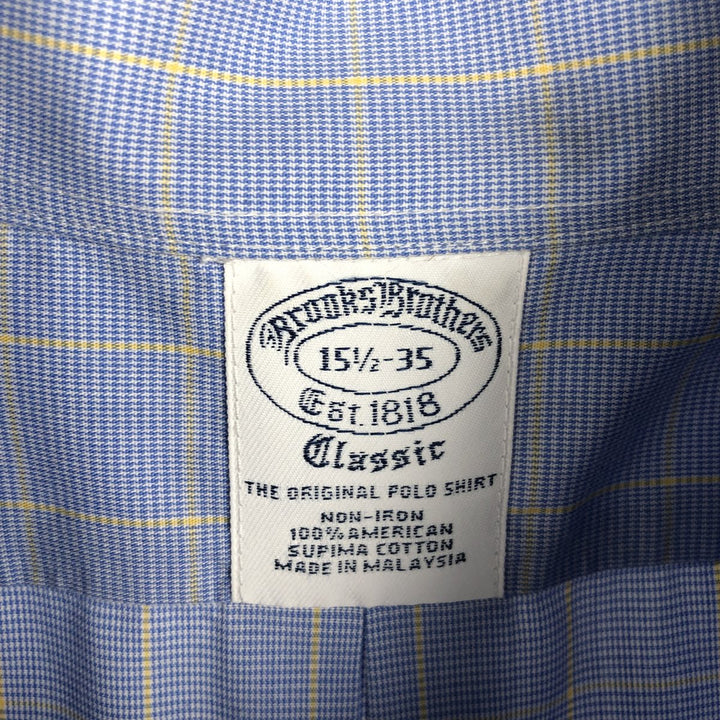 Brooks Brothers Est.1818 Classic Long-Sleeve Button-Down Check Shirt, Men's Size M (approx.) Supima Cotton Blue type light blue Vintage Second Hand