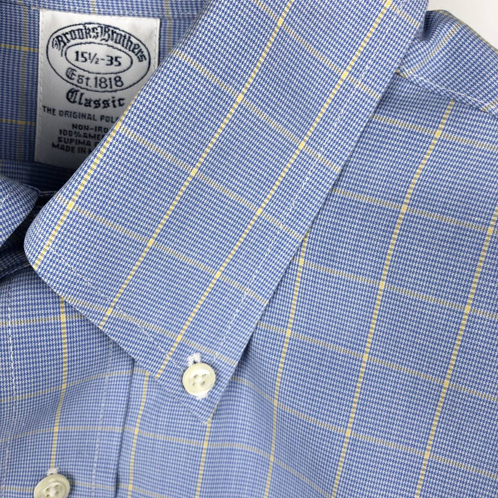 Brooks Brothers Est.1818 Classic Long-Sleeve Button-Down Check Shirt, Men's Size M (approx.) Supima Cotton Blue type light blue Vintage Second Hand