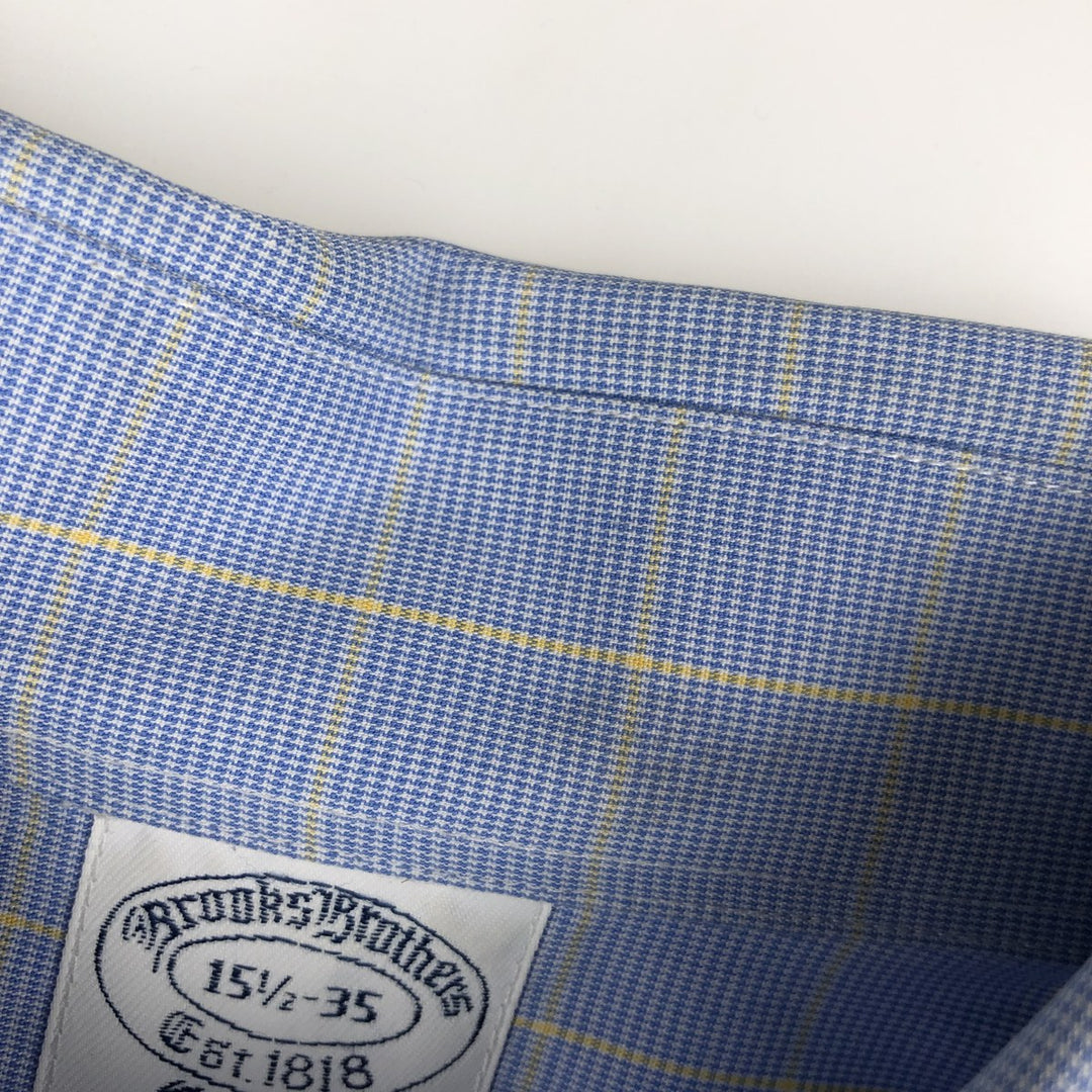 Brooks Brothers Est.1818 Classic Long-Sleeve Button-Down Check Shirt, Men's Size M (approx.) Supima Cotton Blue type light blue Vintage Second Hand