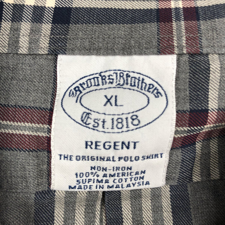 Brooks Brothers Est.1818 Long Sleeve Button-Down Check Shirt, Men's XL Supima Cotton gray type Vintage Second Hand
