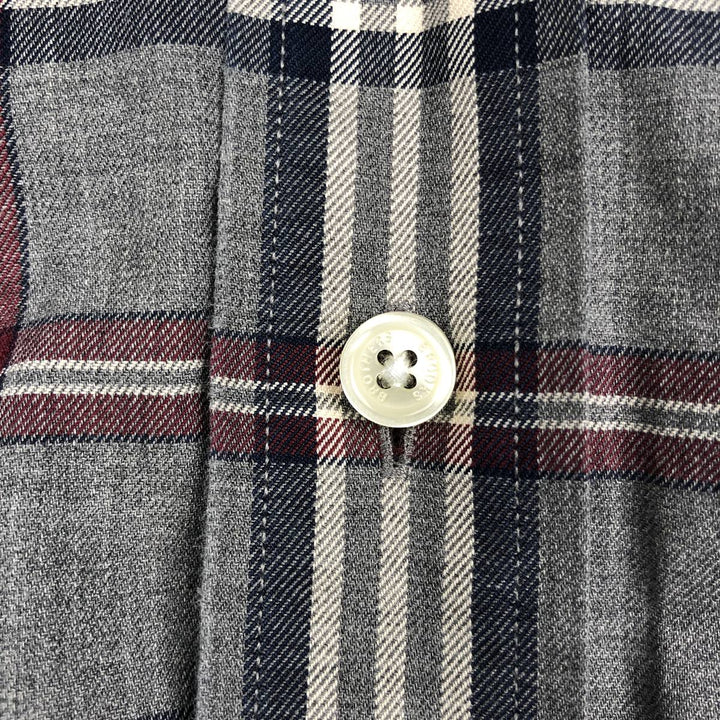 Brooks Brothers Est.1818 Long Sleeve Button-Down Check Shirt, Men's XL Supima Cotton gray type Vintage Second Hand