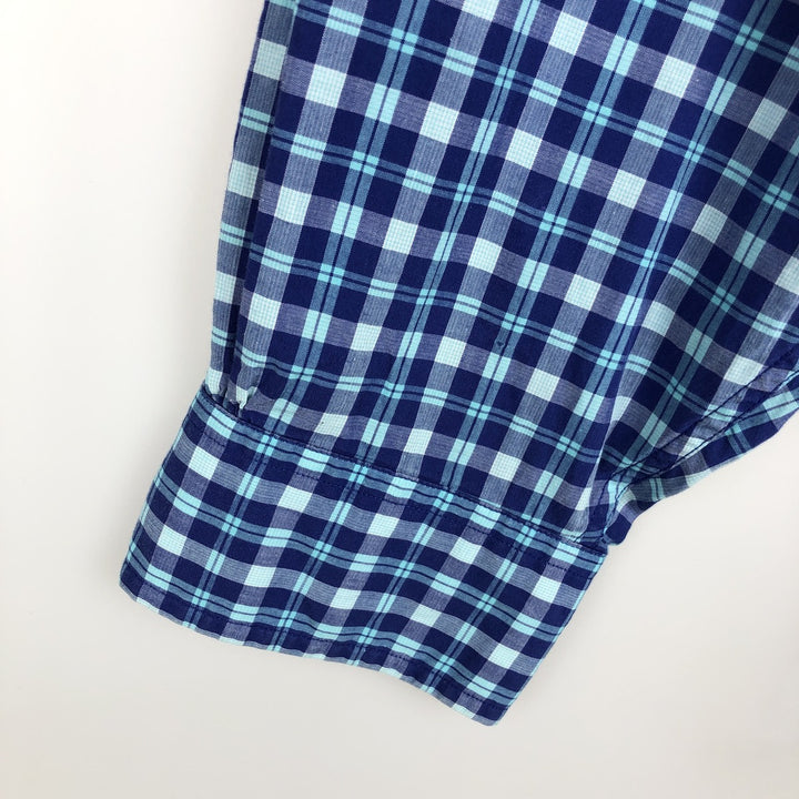 Brooks Brothers Est.1818 Sport Shirt Long Sleeve Button-Down Check Shirt, Men's Size L (approx.) cotton blue type Vintage Second Hand