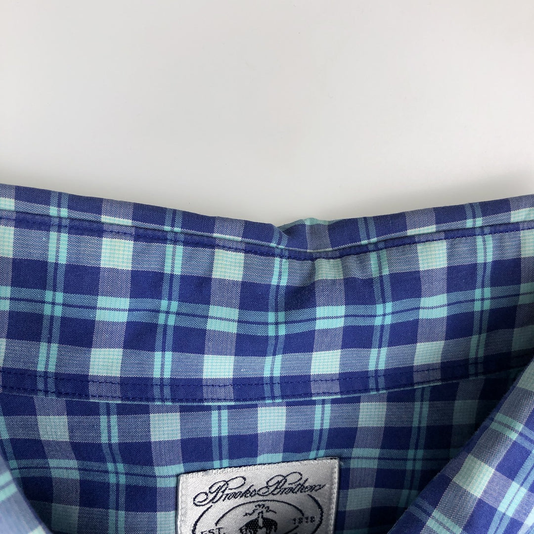 Brooks Brothers Est.1818 Sport Shirt Long Sleeve Button-Down Check Shirt, Men's Size L (approx.) cotton blue type Vintage Second Hand