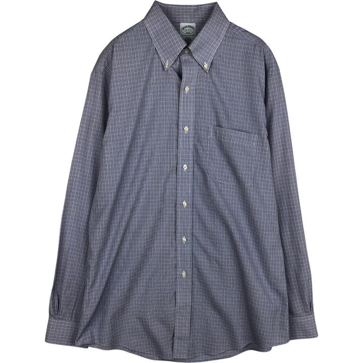 Brooks Brothers 346 Long Sleeve Button-Down Check Shirt, Men's Size L cotton blue type Vintage Second Hand