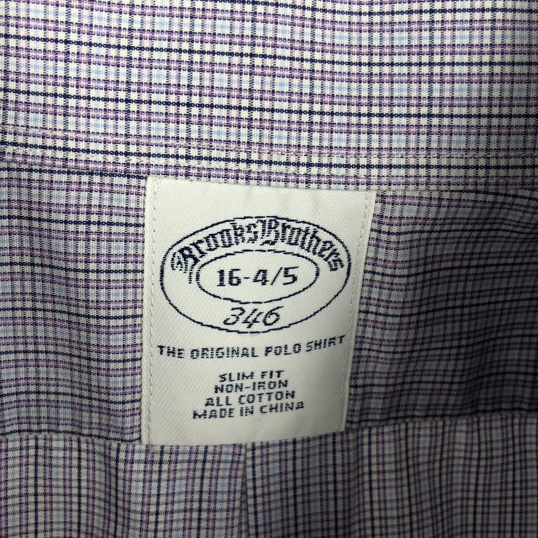 Brooks Brothers 346 Long Sleeve Button-Down Check Shirt, Men's Size L cotton blue type Vintage Second Hand