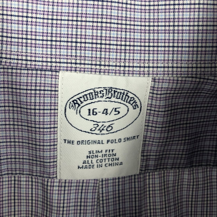 Brooks Brothers 346 Long Sleeve Button-Down Check Shirt, Men's Size L cotton blue type Vintage Second Hand