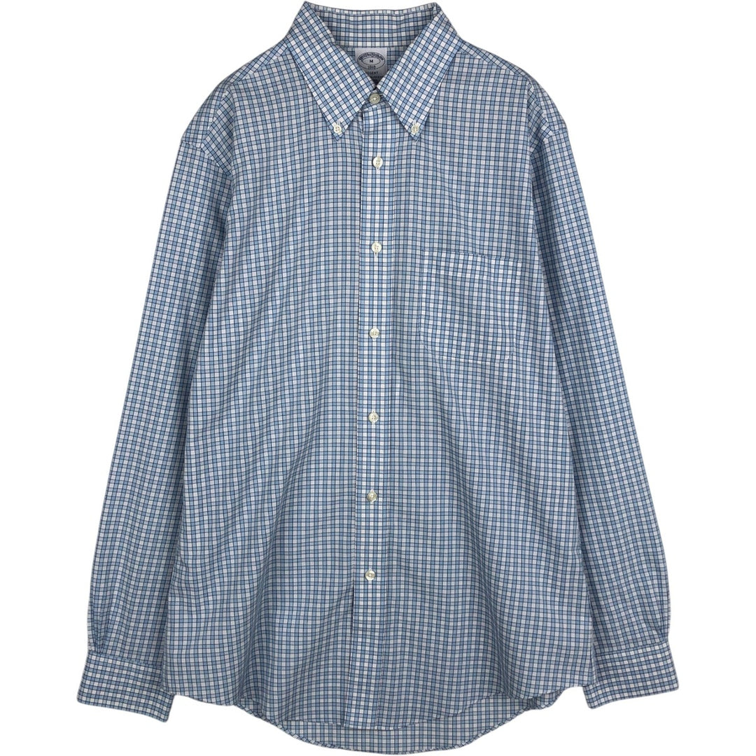 Brooks Brothers Est.1818 REGENT Long Sleeve Button-Down Check Shirt, Men's Size M cotton Blue type light blue Vintage Second Hand