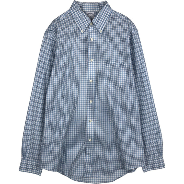 Brooks Brothers Est.1818 REGENT Long Sleeve Button-Down Check Shirt, Men's Size M cotton Blue type light blue Vintage Second Hand