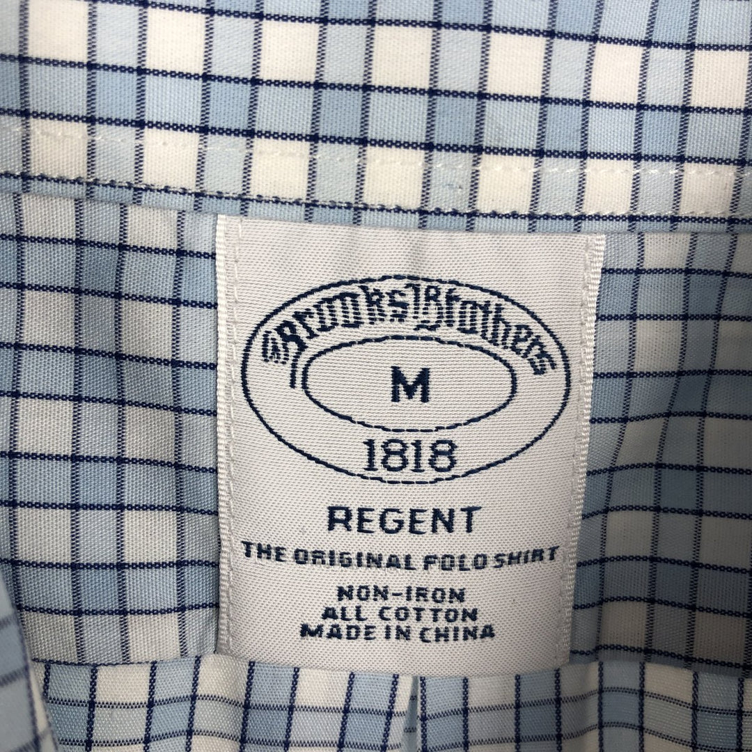 Brooks Brothers Est.1818 REGENT Long Sleeve Button-Down Check Shirt, Men's Size M cotton Blue type light blue Vintage Second Hand