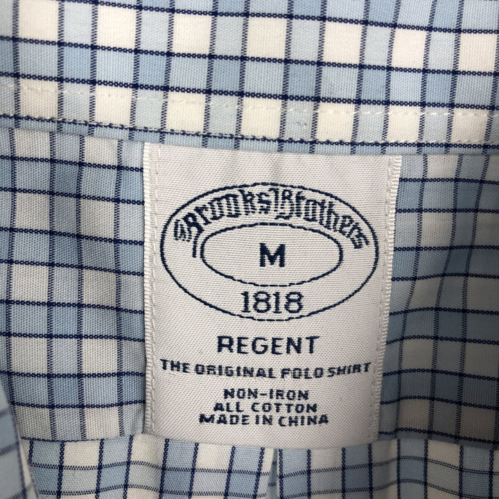 Brooks Brothers Est.1818 REGENT Long Sleeve Button-Down Check Shirt, Men's Size M cotton Blue type light blue Vintage Second Hand