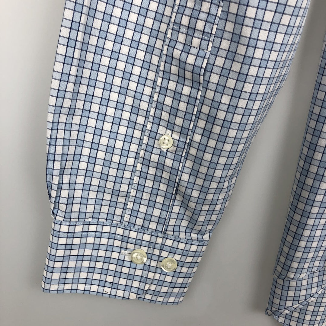 Brooks Brothers Est.1818 REGENT Long Sleeve Button-Down Check Shirt, Men's Size M cotton Blue type light blue Vintage Second Hand