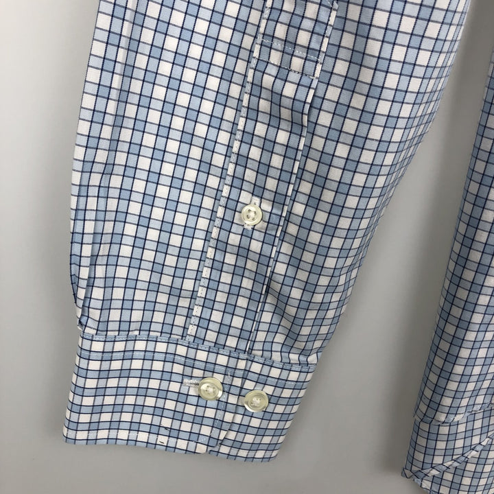 Brooks Brothers Est.1818 REGENT Long Sleeve Button-Down Check Shirt, Men's Size M cotton Blue type light blue Vintage Second Hand